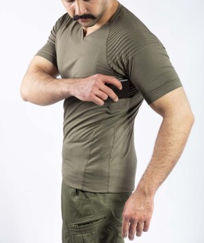 Tactical Outdoor Günlük Tişört Erkek Kısa Kollu Pamuklu Elastan Nervürlü Esnek Ter Emer TTHIN02 - 20